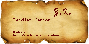 Zeidler Karion névjegykártya